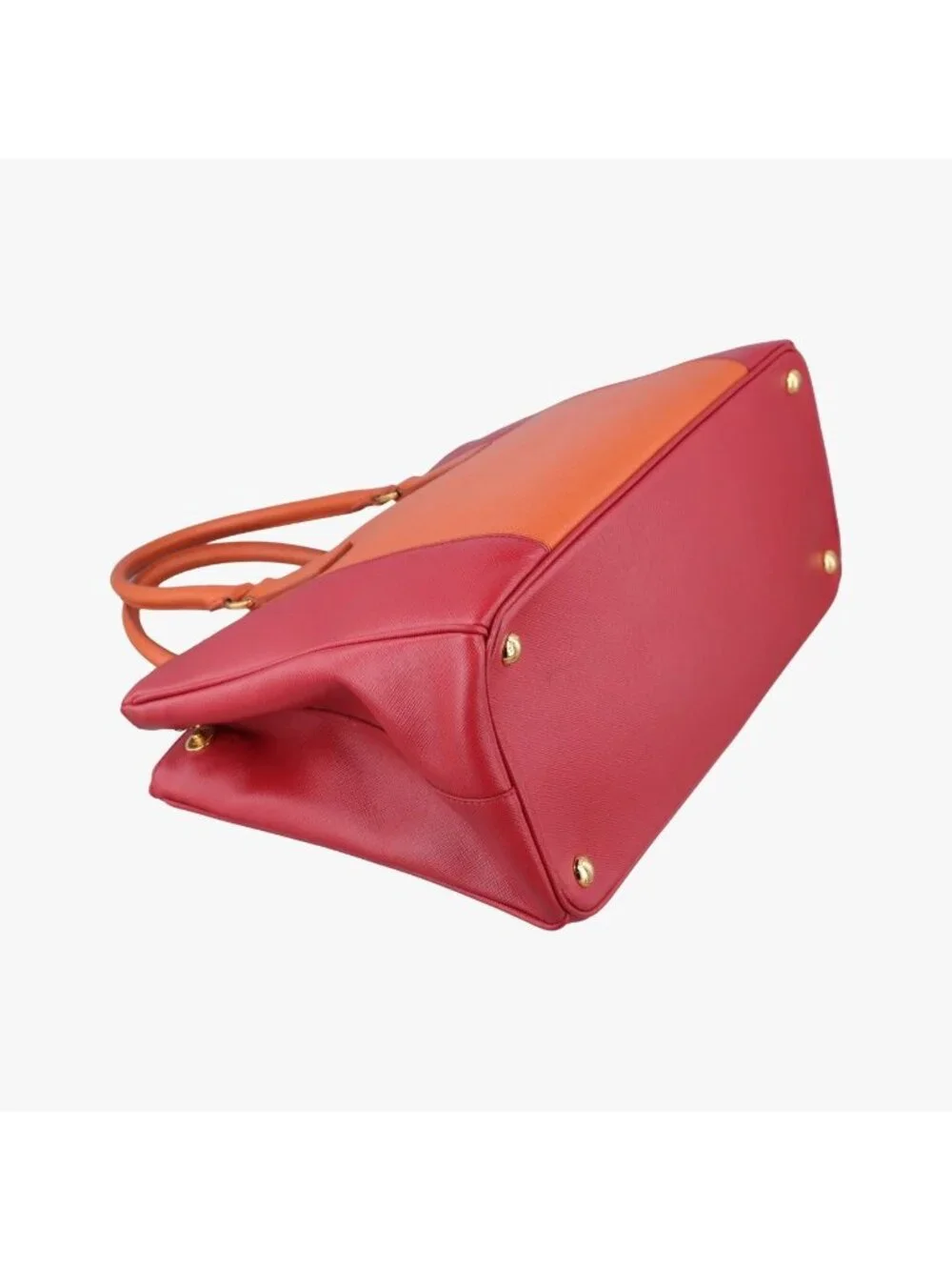 Prada Galleria Orange Red Saffiano Leather 14 Shoulder Bag